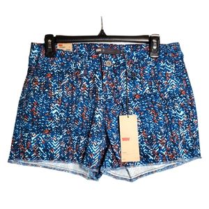 Levi's Jean Shorts Cutoff Distressed Multi Color Abstract Chevron Women